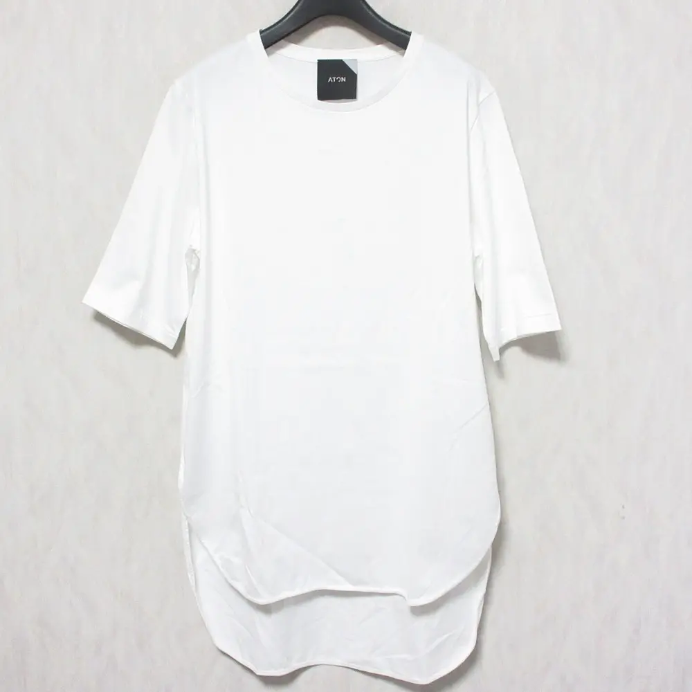 ATON エイトン SUVIN60/2 ROUND HEM T-SHIRT ラウンドヘム 半袖 Tシャツ ロングカットソー KKAGBM0016 02 ホワイト
