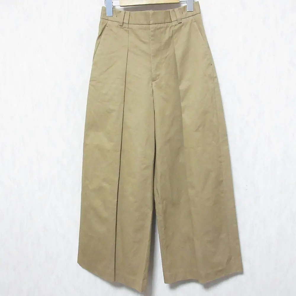 ATON エイトン コットン タック ワイドパンツ チノパンツ 01 ベージュ