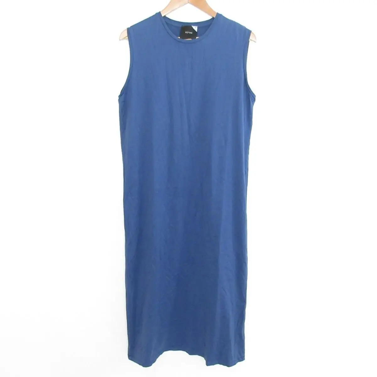ATON エイトン SUVIN 60/2 TANK TOP DRESS ノースリーブ ロング丈 マキシ丈 Iライン ワンピース OPAGBM0013 2 ブルー