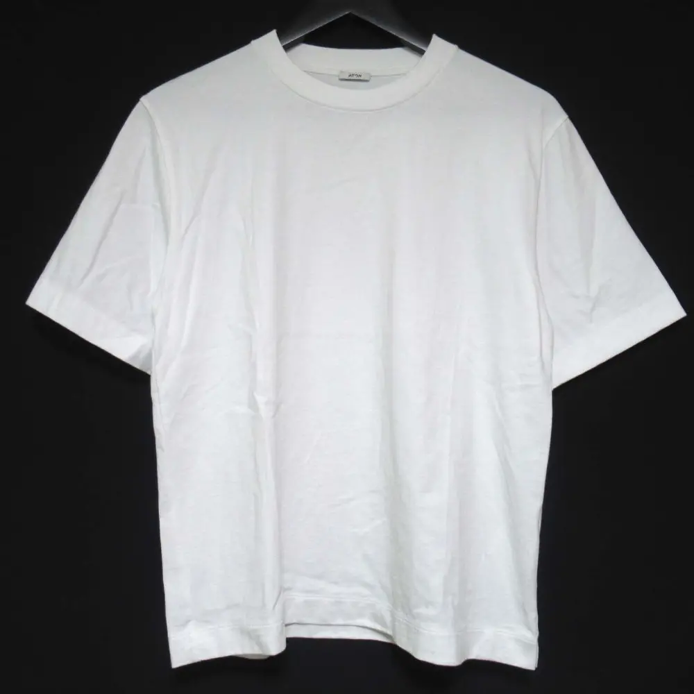 24SS ATON エイトン 金子綾さんコラボ 半袖 SUVIN コットン Tシャツ サイズ02 無地 ホワイト