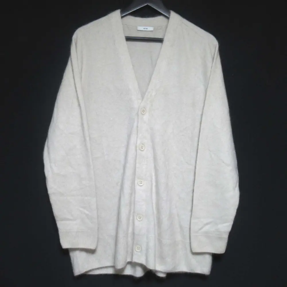 23AW ATON エイトン ロイヤルカシミヤ オーバーサイズ Vネック ニット カーディガン サイズ02 ライトベージュ