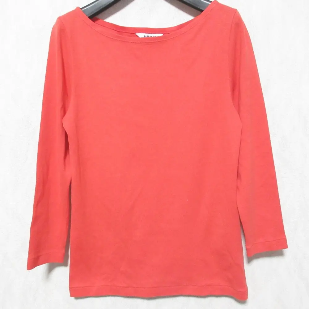 AURALEE オーラリー ×IENA イエナ 別注 ボートネック Tシャツ 七分袖 カットソー A8SB01IE 1 オレンジ系
