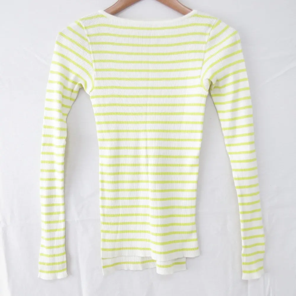 23SS AURALEE FOR Ron Herman オーラリー ロンハーマン 別注 ボーダー柄 長袖 リブニット セーター サイズ0 イエロー ホワイト