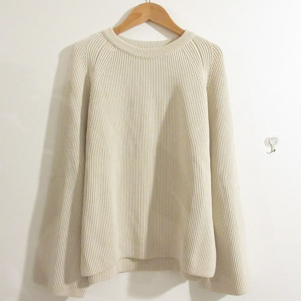 AURALEE オーラリー SUPER FINE WOOL RIB KNIT RAGLAN PULLOVER クルーネック ニット プルオーバー セーター サイズ1 アイボリー