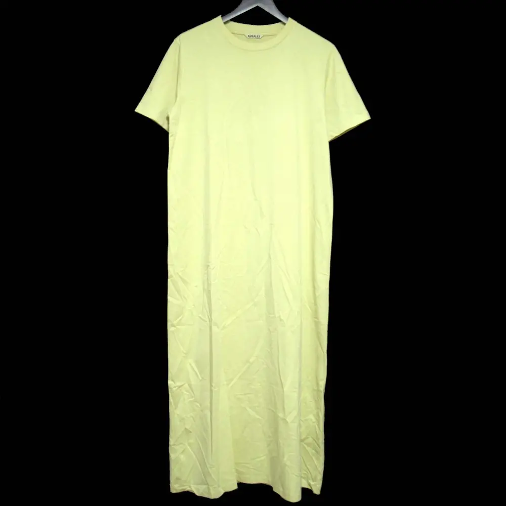 AURALEE オーラリー 半袖 マキシ丈 オーガニックコットン コンパクトジャージーワンピース A21SD010G 1サイズ イエロー