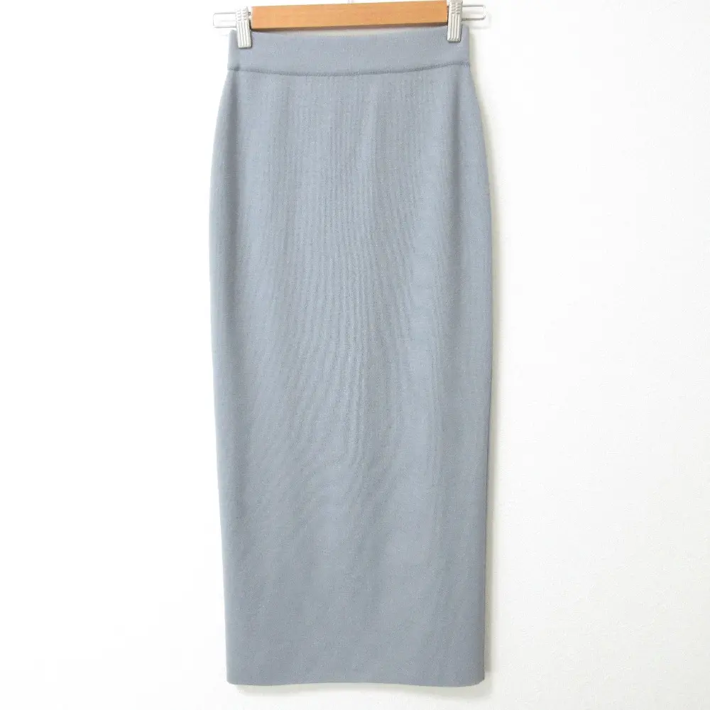 22SS AURALEE オーラリー WOOL RECYCLE POLYESTER HIGH GAUGE RIB KNIT SKIRT ロング ニットスカート A22SS04MH 0 ブルーグレー