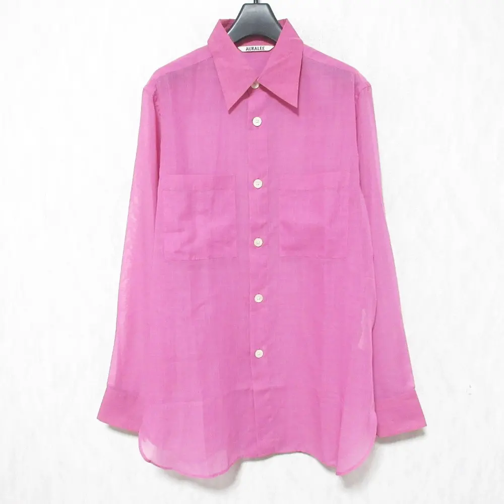 AURALEE オーラリー WOOL RECYCLE POLYESTER SHEER CLOTH SHIRT ロングスリーブ シアーシャツ A21SS01RM サイズ1 ピンクの買取実績【2026年5月買取】