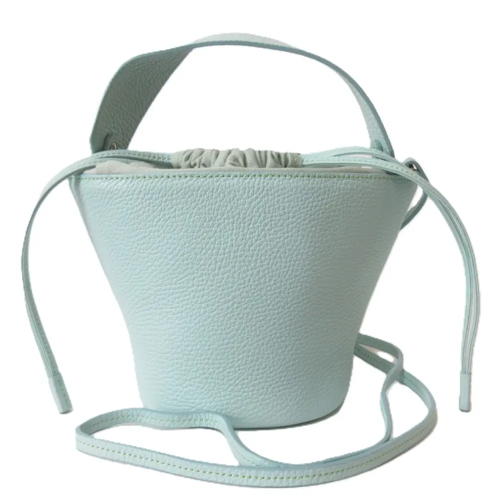 AYAKO BAG アヤコバッグ Pottery レザー 巾着型 2way ミニ ショルダーバッグ ハンドバッグ ライトブルー