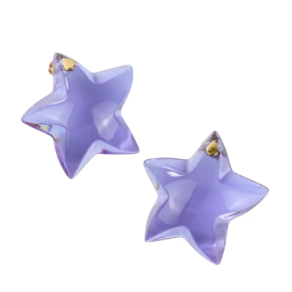 Baccarat バカラ スタークリスタル パルム ピアス K18イエローゴールド パープル