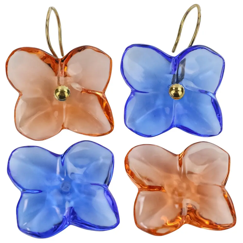 Baccarat バカラ 750 K18 オルテンシア フラワー ピアス クリアレッド ブルー