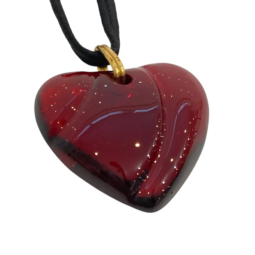 Baccarat バカラ クリスタル ハートチャームネックレス レッド