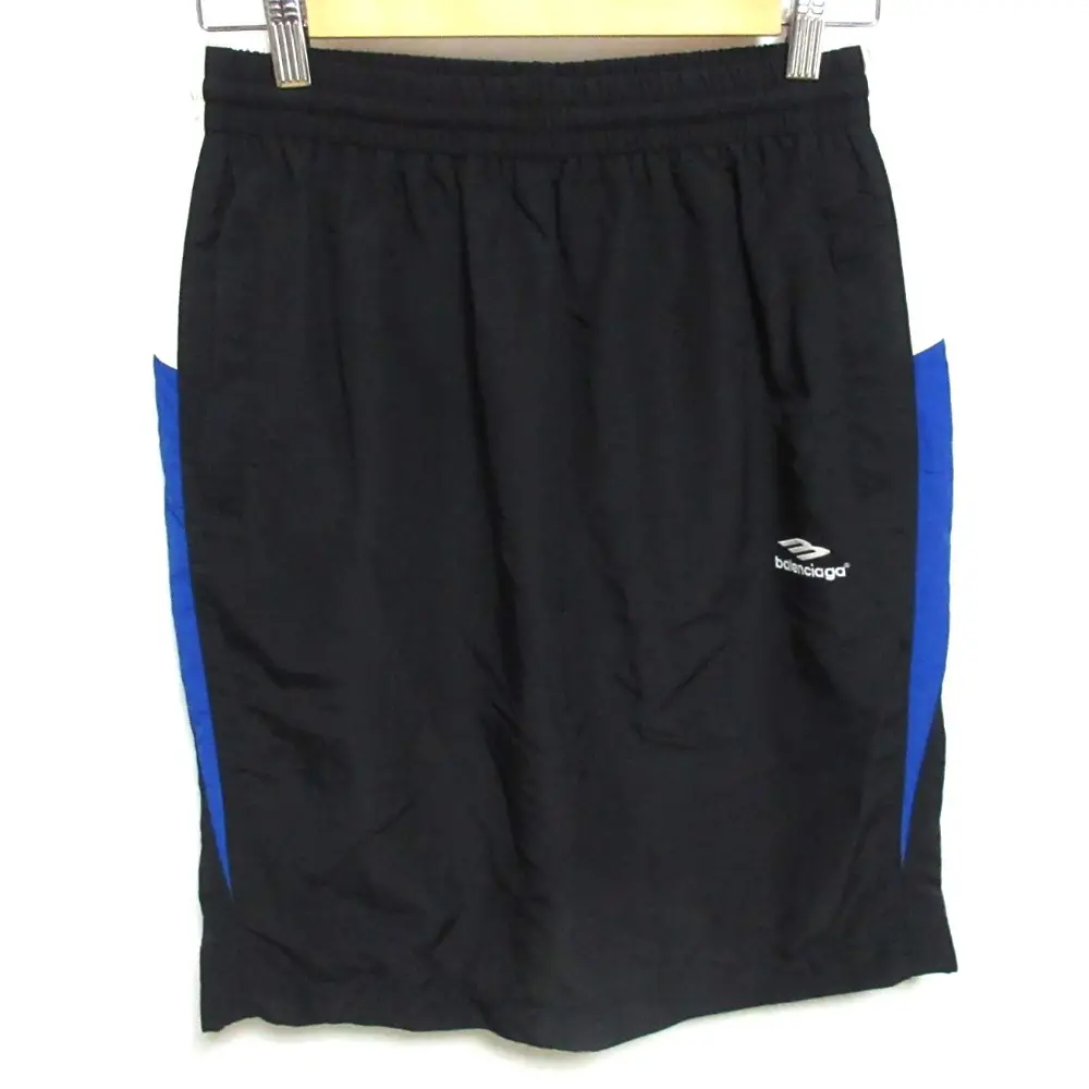BALENCIAGA バレンシアガ 2021年モデル ロゴ刺繍 ナイロン ひざ丈 イージースカート 698762 34 ブラック