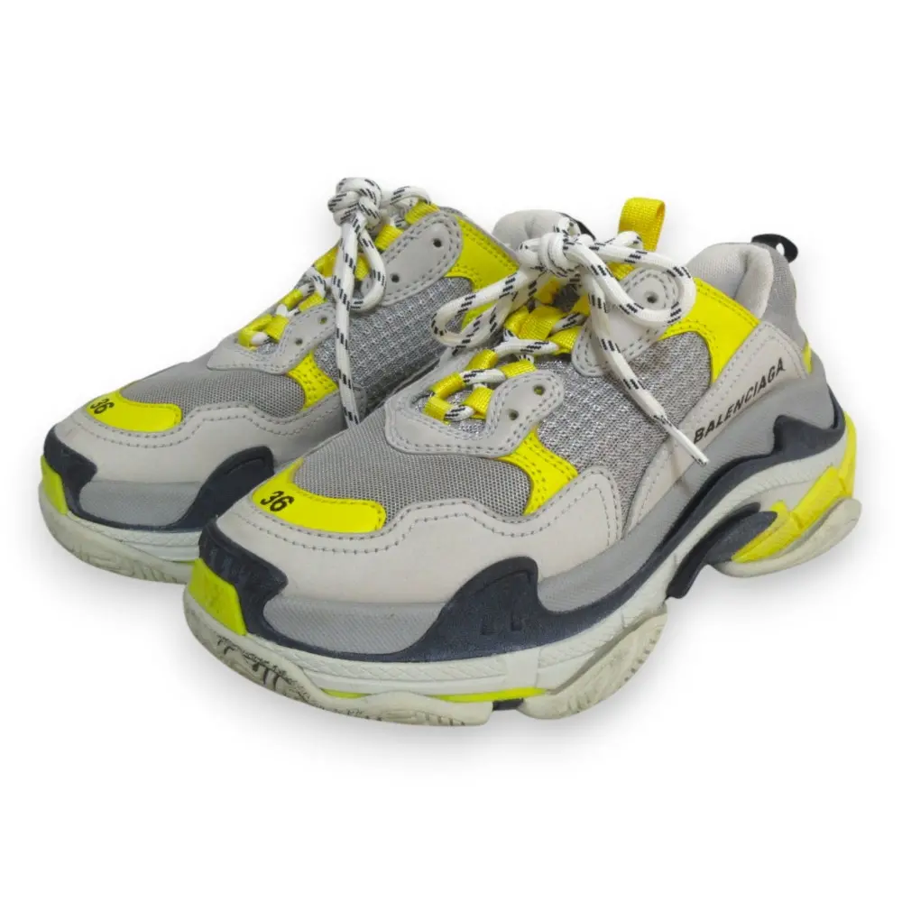 BALENCIAGA バレンシアガ トリプルS スニーカー 524039 24cm グレー×イエロー