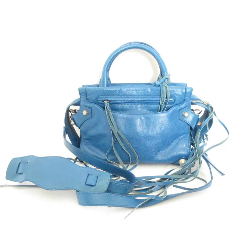 BALENCIAGA バレンシアガ Mute City ミュートシティミニ 2WAY レザー ショルダーバッグ ハンドバッグ 443721 ブルー