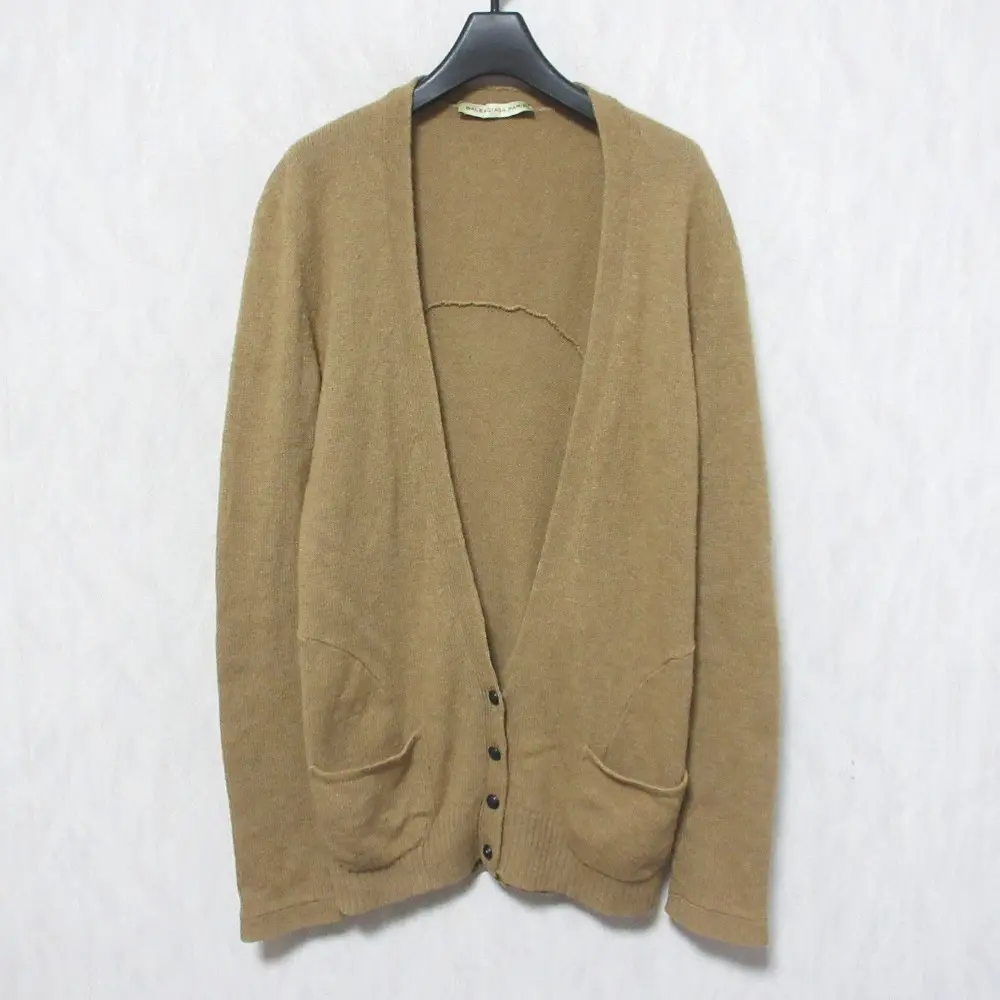 BALENCIAGA バレンシアガ キャメル100％ ディープVネック ニット カーディガン 36 ブラウン系