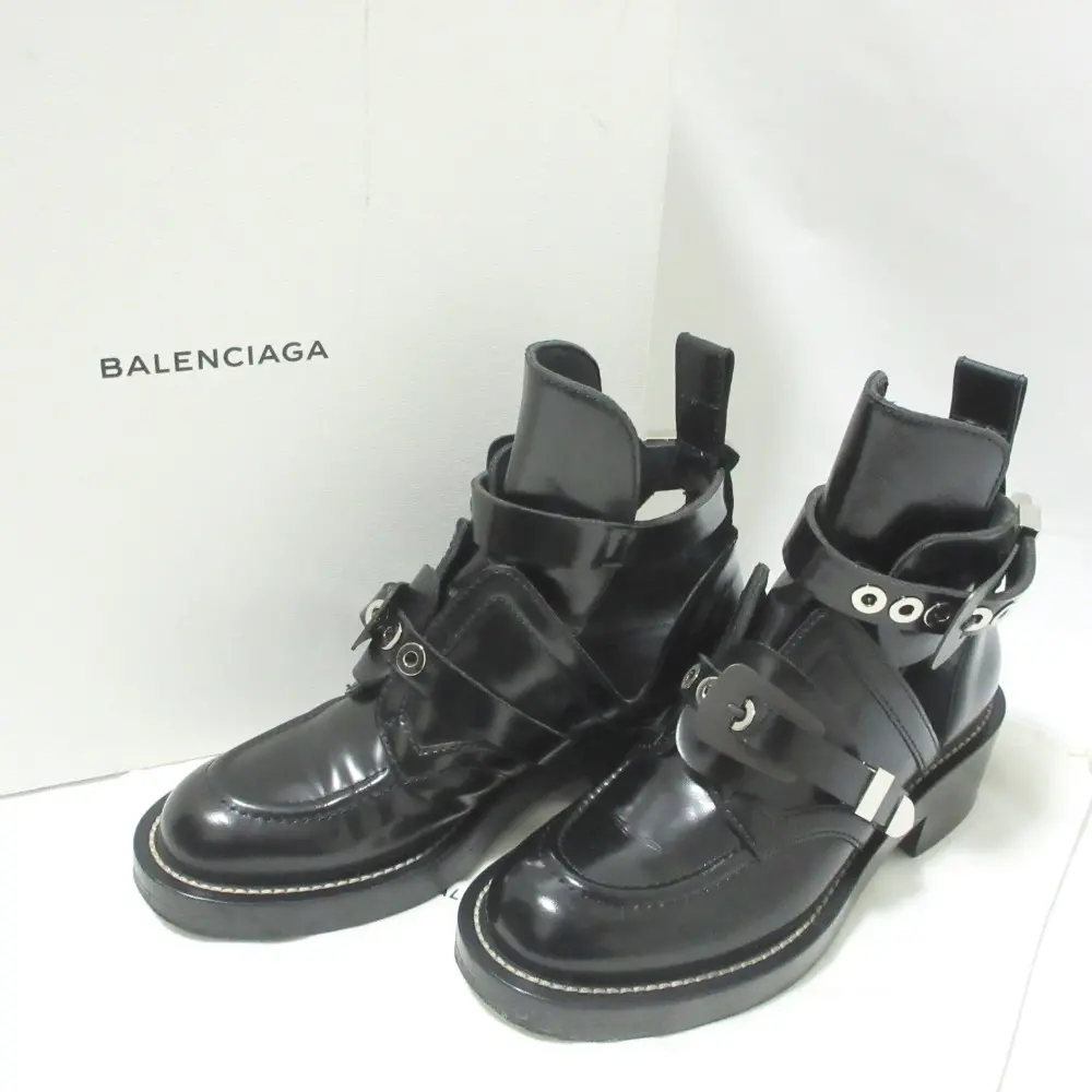 BALENCIAGA バレンシアガ レザー サンチュール パンククリーパーブーツ 38 約24cm ブラック