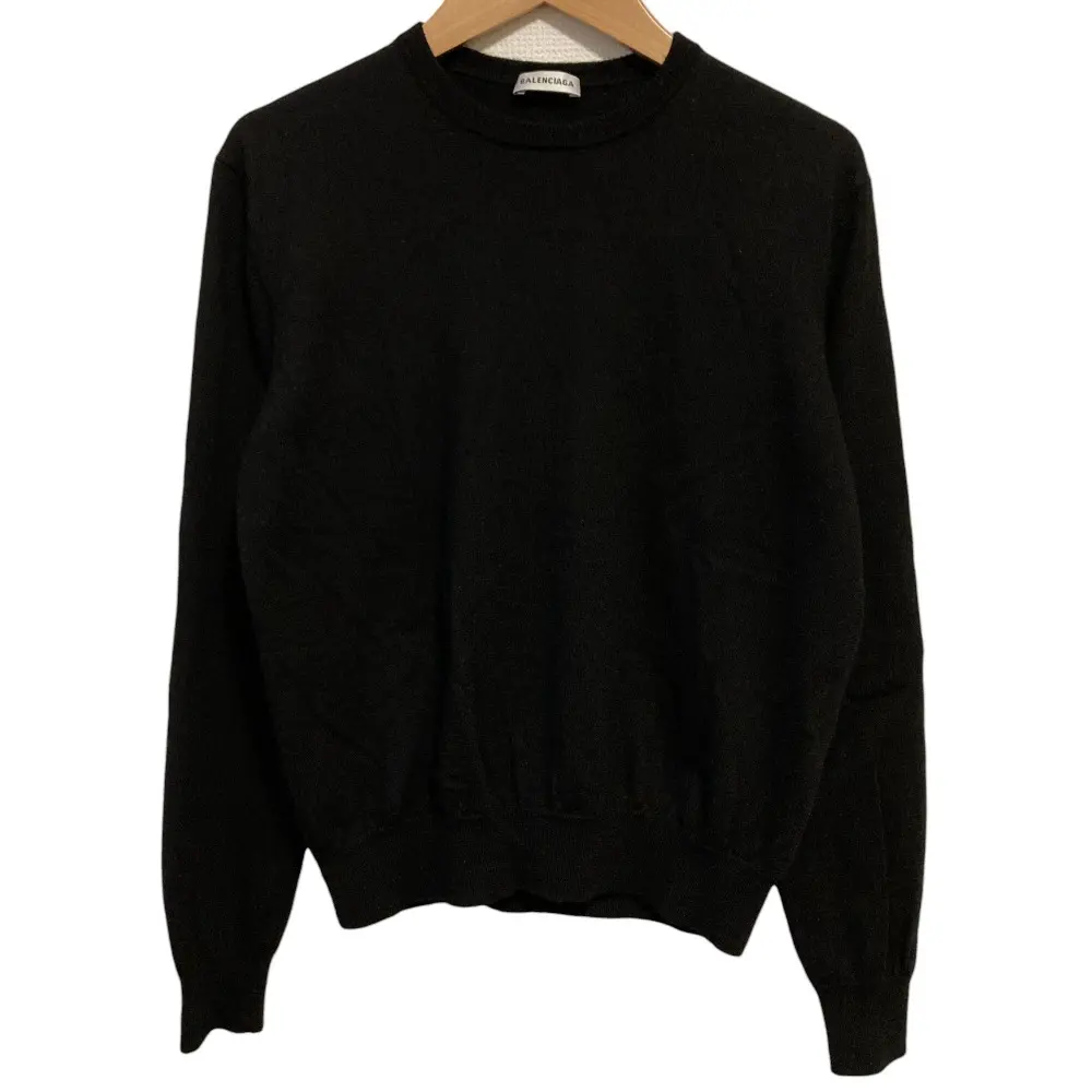 BALENCIAGA バレンシアガ バックロゴ 長袖 ニットカットソー 36 ブラック