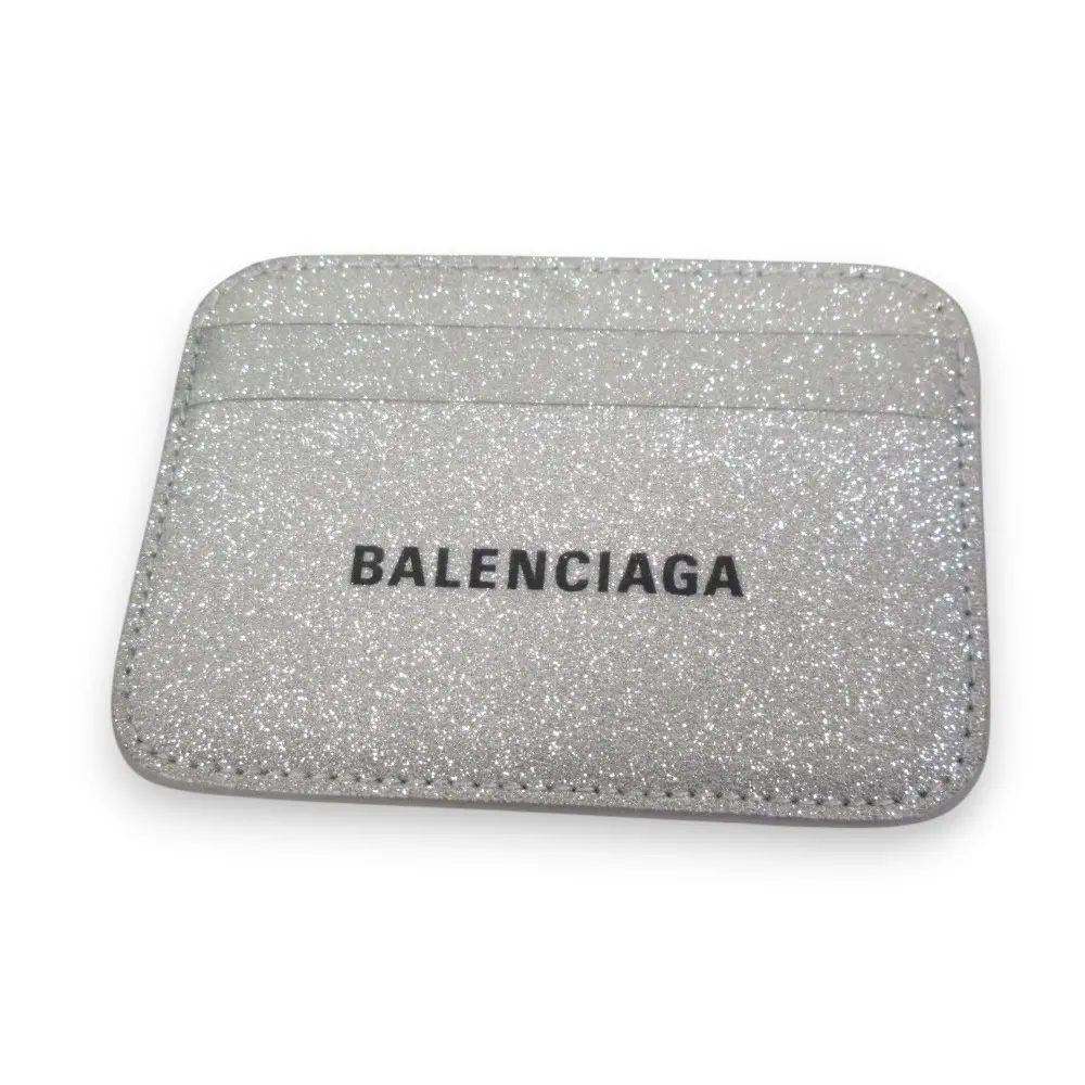 BALENCIAGA バレンシアガ CASH CARD HOLDER グリッター カードホルダー カードケース シルバーグレー