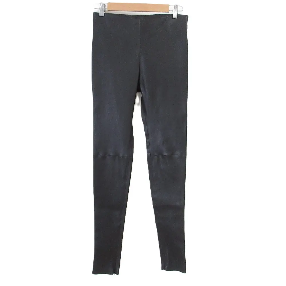 BALENCIAGA バレンシアガ 羊革 レザー ストレッチ 裾ファスナー スキニーパンツ 36 ブラック
