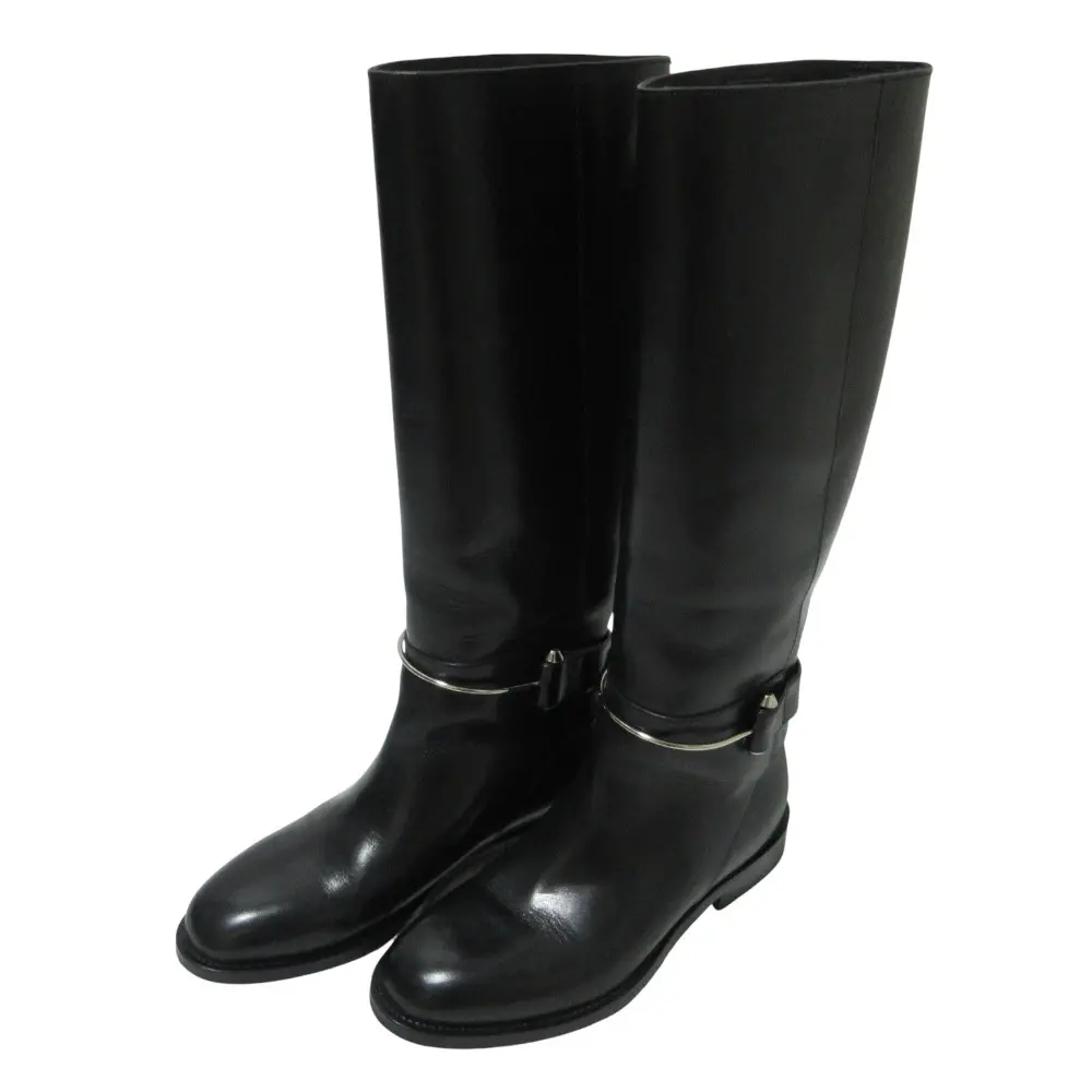 BALENCIAGA バレンシアガ メタルパーツ レザー ロングブーツ サイズ35.5 約22.5cm ブラック