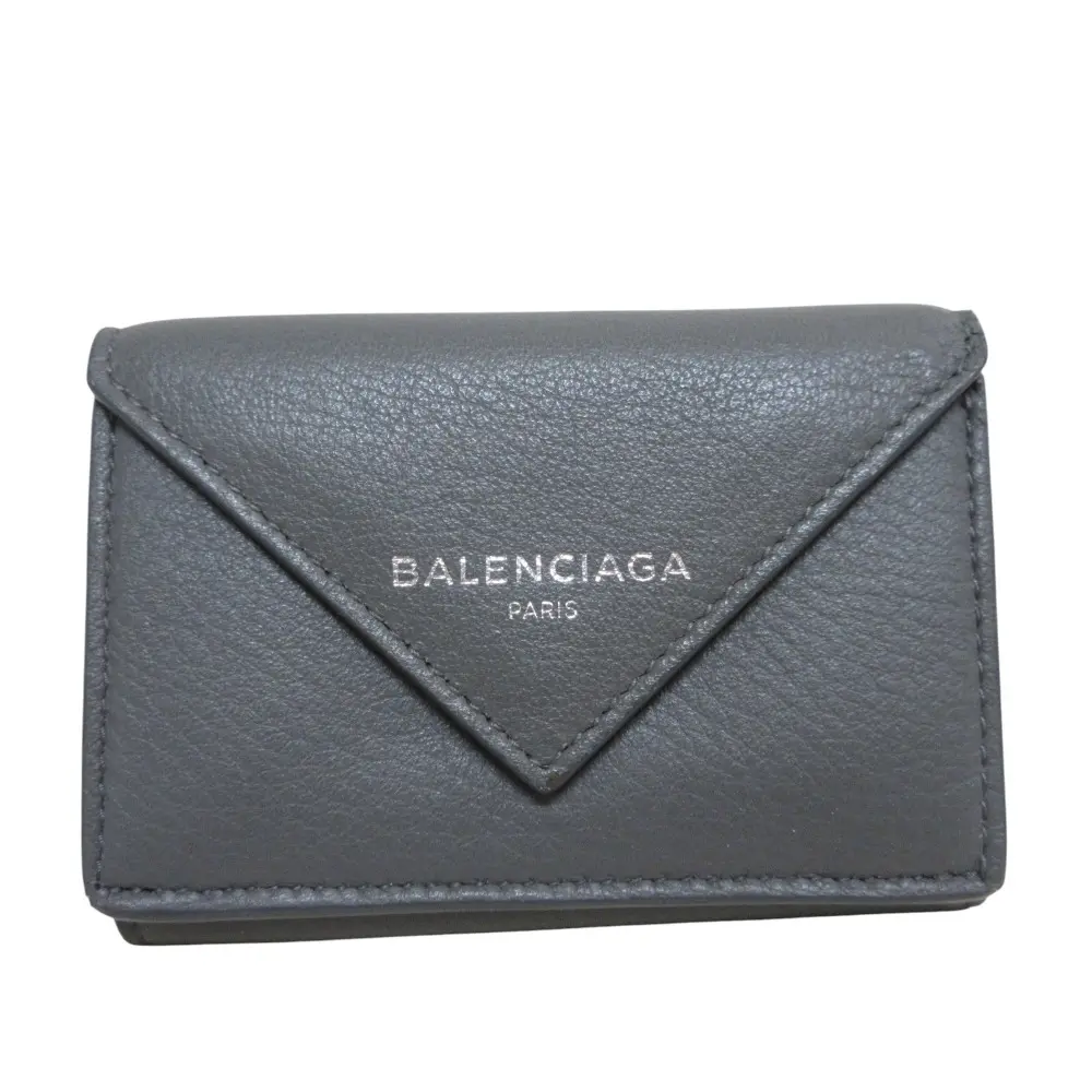 BALENCIAGA バレンシアガ ペーパーミニウォレット 三つ折り財布 391446 グレー