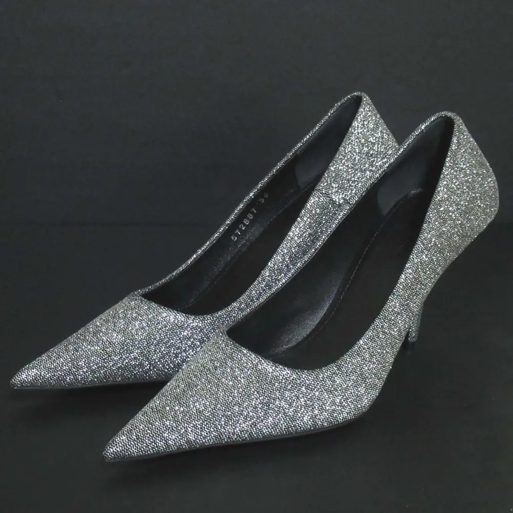 BALENCIAGA バレンシアガ SQ.KNIFE スクエアナイフ ポインテッドトゥ パンプス 572887 サイズ36 23cm相当 シルバーカラー