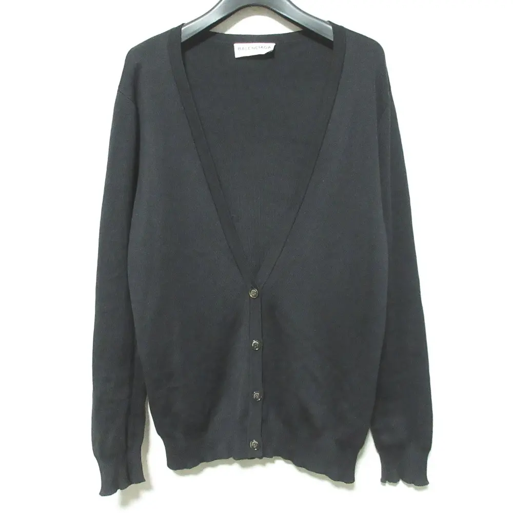 BALENCIAGA バレンシアガ Vネック シルクニットカーディガン 437906 T2082 サイズ36 ブラック