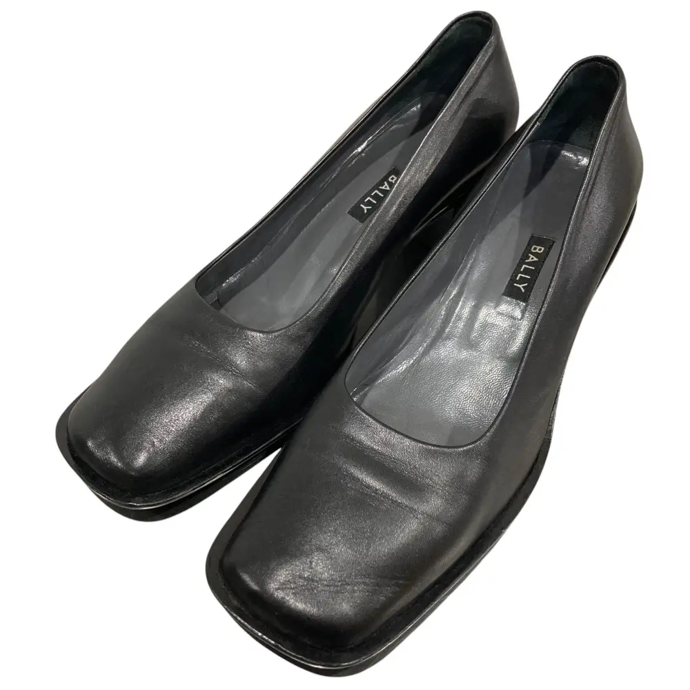 BALLY バリー レザー スクエアトゥ パンプス サイズ7M 約24cm ブラック