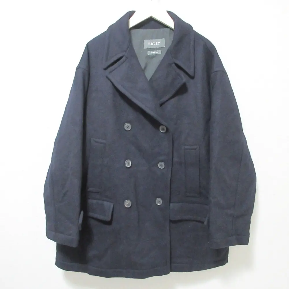BALLY バリー ウールメルトン Pコート サイズ44 ネイビー