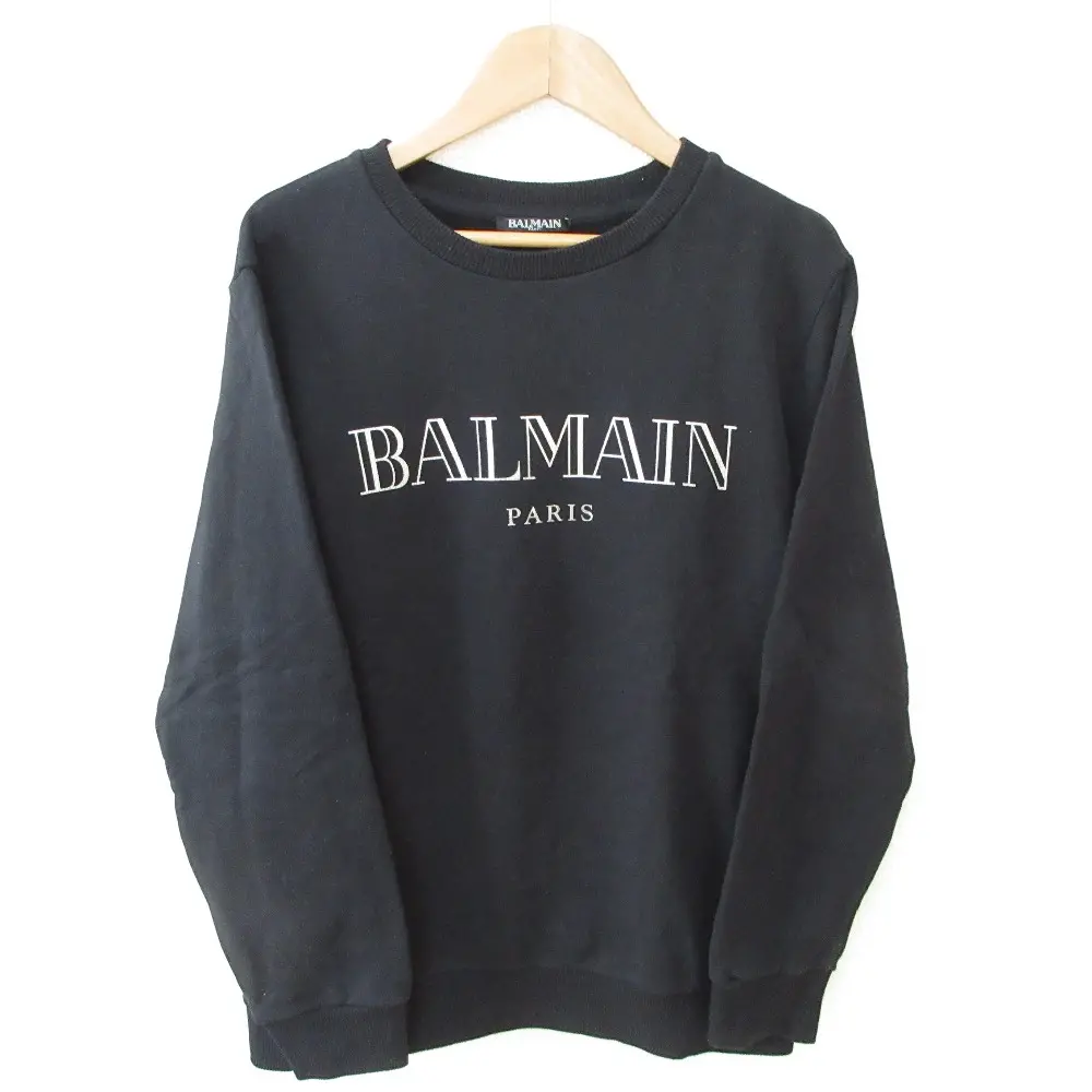 BALMAIN バルマン ロゴプリント クルーネック スウェット トレーナー キッズサイズ 14A レディース着用可能サイズ ブラック