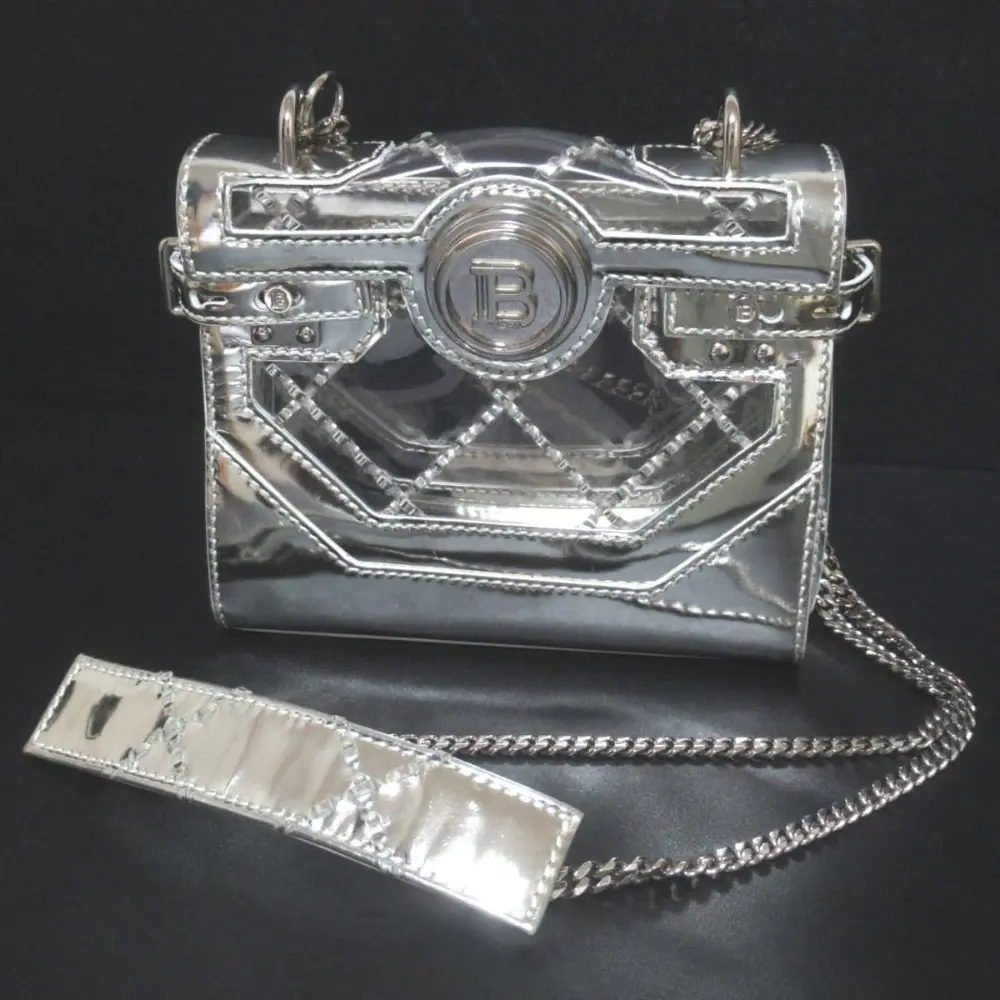 BARMAIN バルマン B-Buzz レザー×PVC 2way チェーン ショルダーバッグ ミニリュック TN0S478KPVH シルバー系