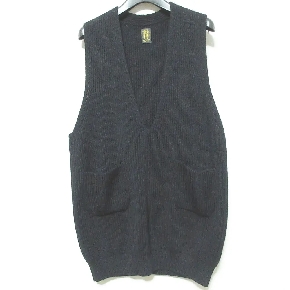 22AW BATONER バトナー SOLID WOOL リブニットベスト BN-22FL-033 サイズ1 ブラック