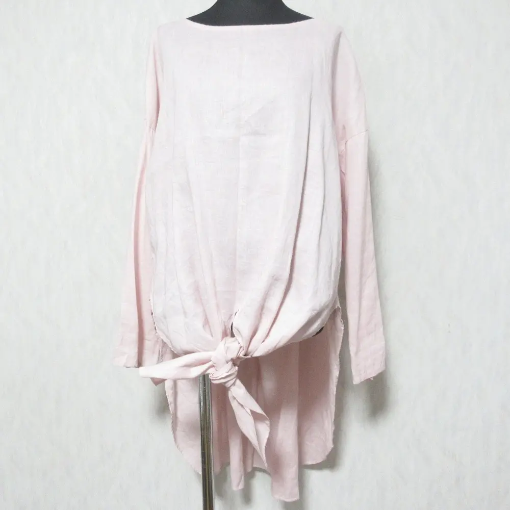 23SS BEARDSLEY ビアズリー 前結びリネンチュニックブラウス プルオーバー BEZ1031404A0016 サイズF ピンク