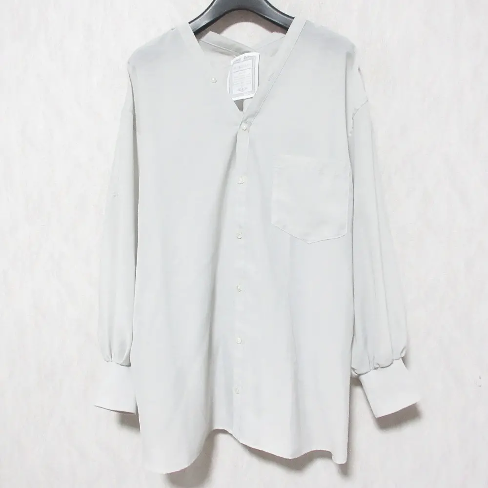 25SS BEARDSLEY ビアズリー シアーカラーレスシャツ BEZ1051304A0005 サイズF グレー