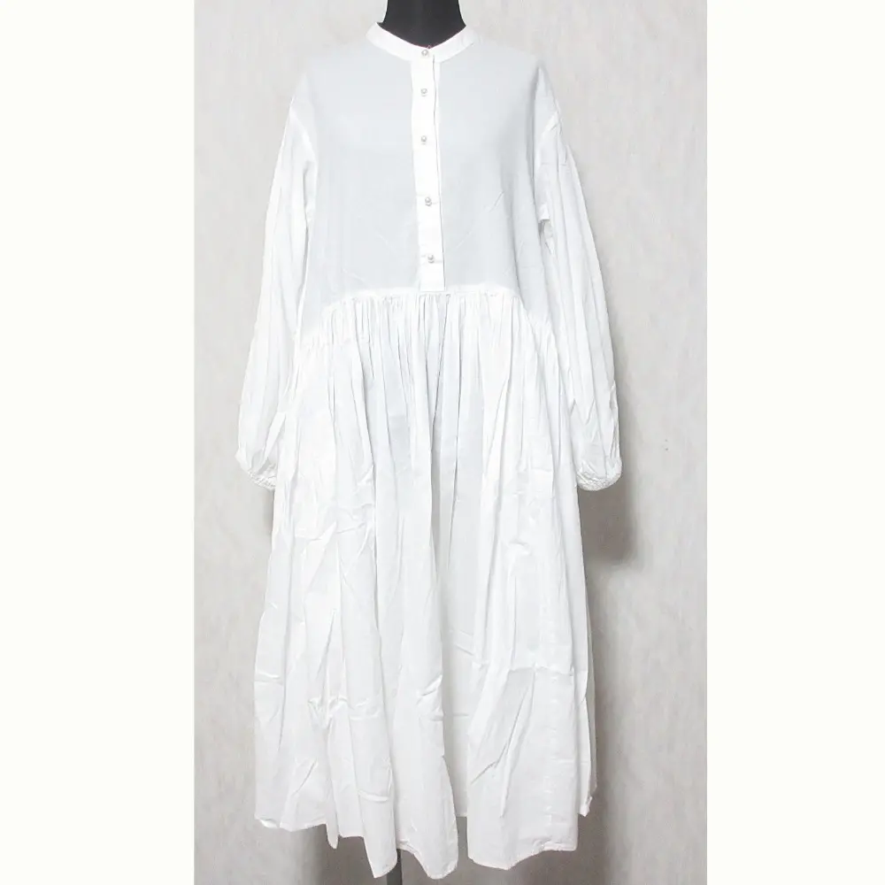 23AW BEARDSLEY ビアズリー パールボタン バンドカラー シャツワンピース BEZ1032309A0006 サイズ0 ホワイト