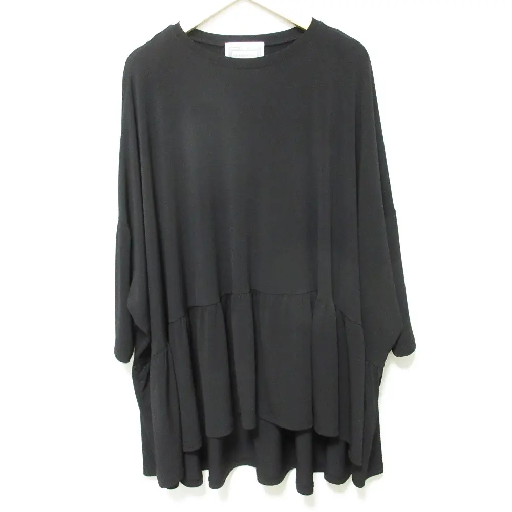 24SS BEARDSLEY ビアズリー トロミジャージービッグTee 七分袖 Tシャツ カットソー サイズF ブラック