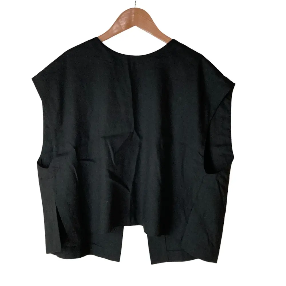 24SS BEARDSLEY ビアズリー リネン ショートベスト サイズF ブラック
