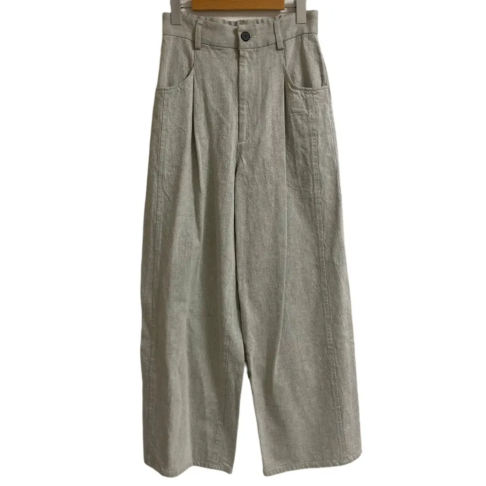 24SS BEARDSLEY ビアズリー タックワイド デニムパンツ BEZ1041402A0006 サイズF グレー