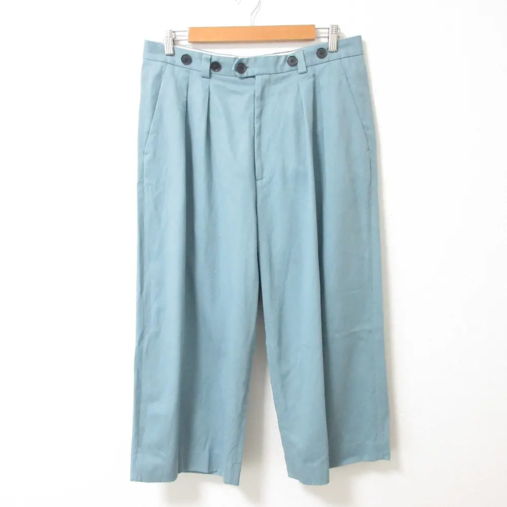 6 BEAUTY&YOUTH ロク ビューティー＆ユース アローズ BRUSHED PANTS ツータック ワイドパンツ スラックス 38 ライトブルー