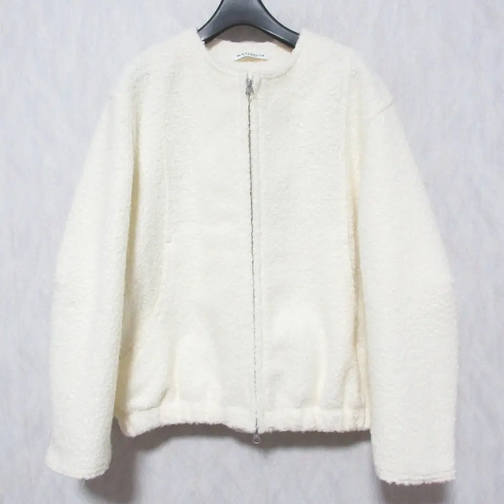 24AW BEAUTY&YOUTH ビューティー＆ユース アローズ ブークレー ジップブルゾン ノーカラージャケット 1625-199-5239 XS ホワイト