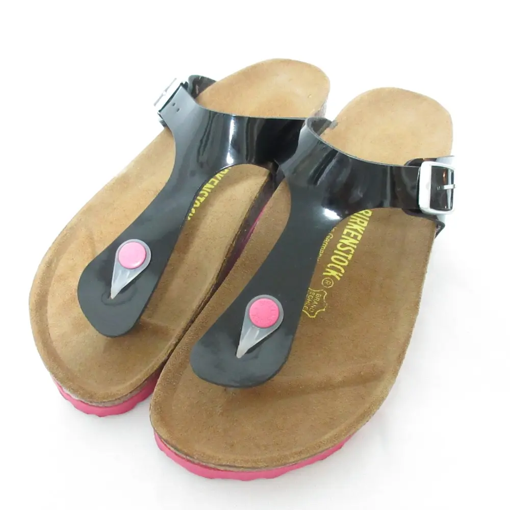 BIRKENSTOCK ビルケンシュトック Gizeh ギゼ フラット トングサンダル サイズ38 約24.5cm ブラック×ピンク