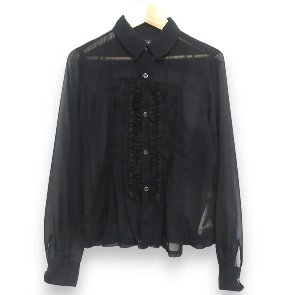 AD2011 BLACK COMME des GARCONS ブラックコムデギャルソン 長袖 シアードレスシャツ ブラウス 1H-B002 XS ブラック