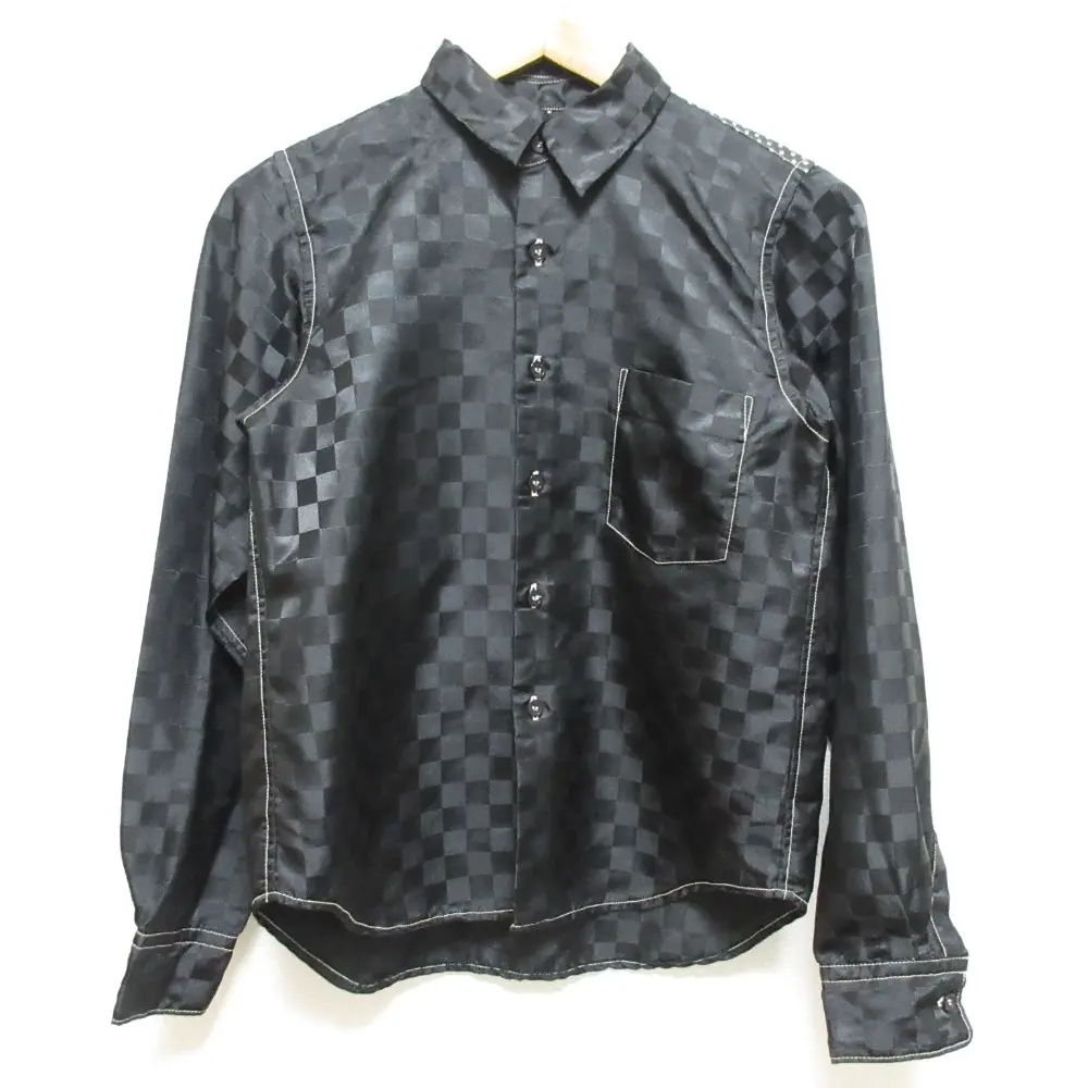 BLACK COMME des GARCONS ブラックコムデギャルソン 市松 チェッカーフラッグ×ドット柄 切替 長袖 ブラウス シャツ XXS ブラックの買取実績【2024年12月買取】
