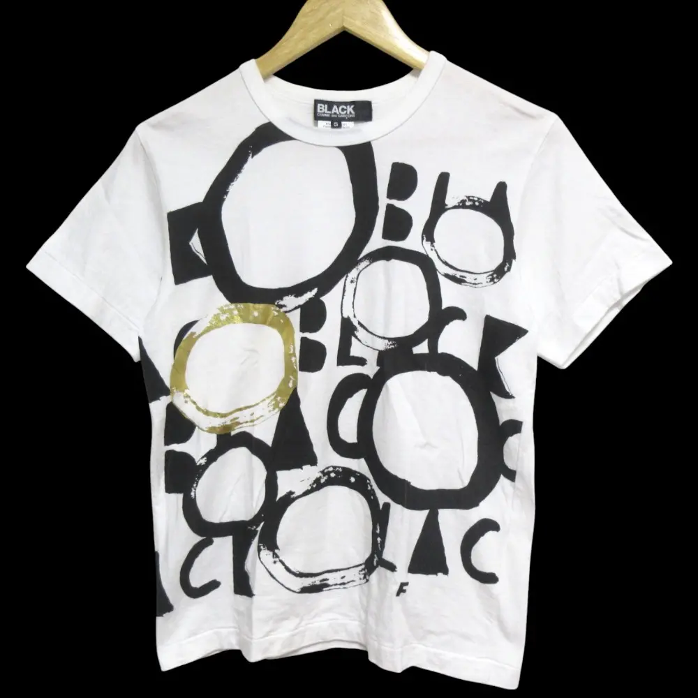 AD2018 BLACK COMME des GARCONS ブラックコムデギャルソン プリント 半袖 Tシャツ Sサイズ ホワイト