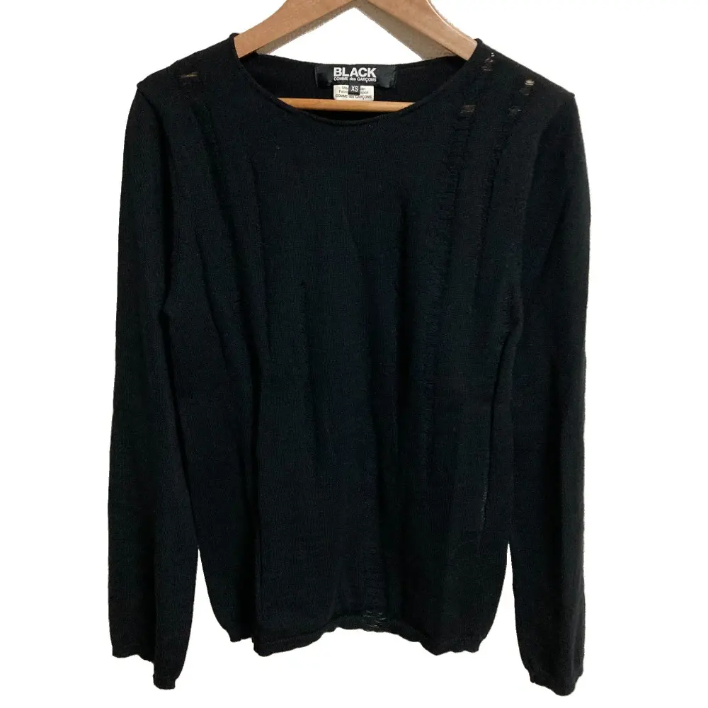 AD2015 Black COMME des GARCONS ブラックコムデギャルソン グランジ ニット セーター XSサイズ ブラックの買取実績【2025年2月買取】