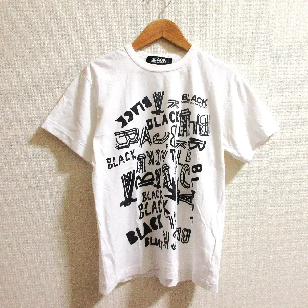 24SS BLACK COMME des GARCONS ブラックコムデギャルソン ロゴプリント 半袖 Tシャツ カットソー 1M-T504 サイズM ホワイト
