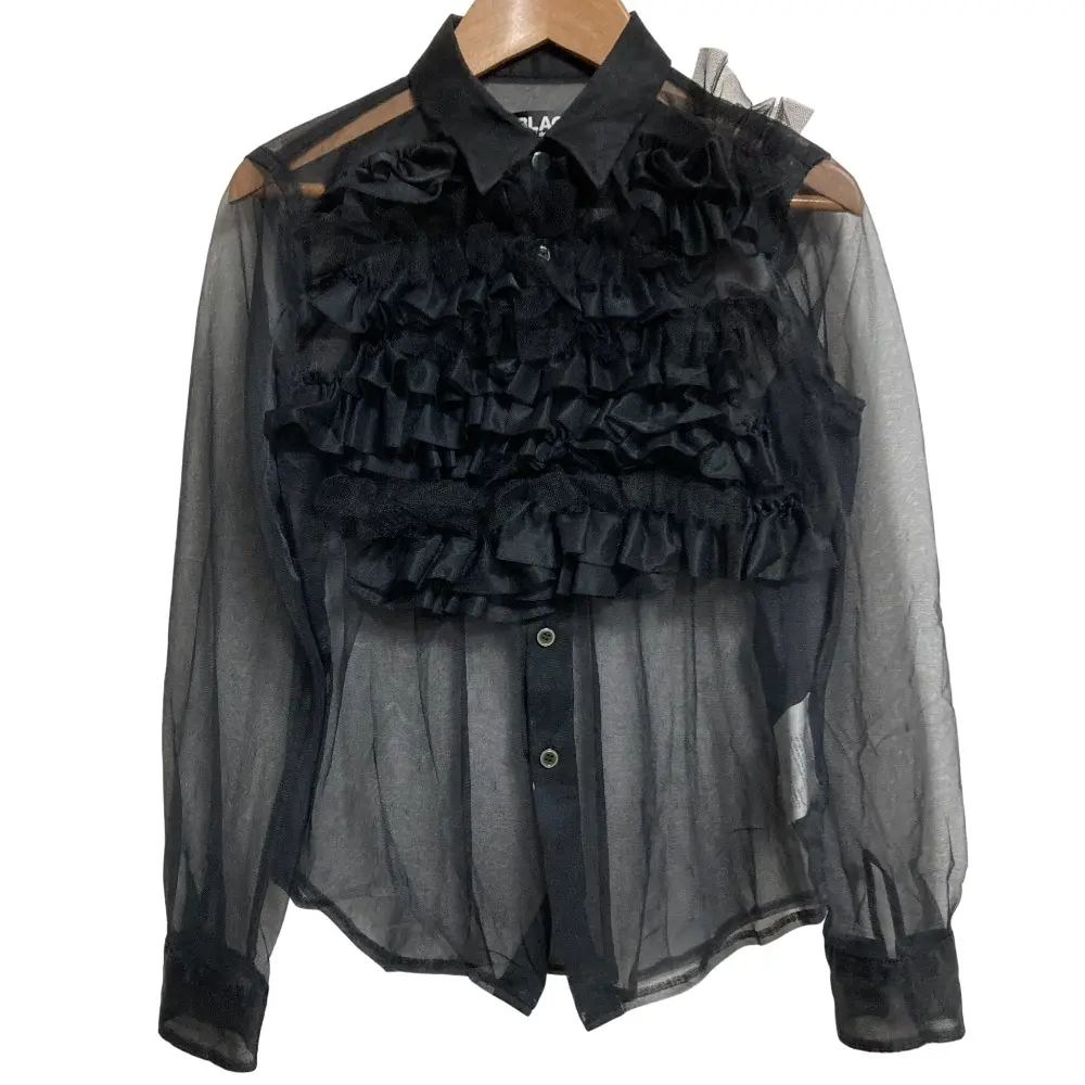 コムデギャルソン(M)シフォンスカート/黒/前ボタン/両脇ポケット/シアー AD2015 BLACK COMME des GARCONS ブラックコムデギャルソン ジャンパー