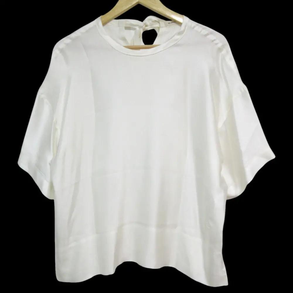 BLAMINK ブラミンク シルク100％ ハーフスリーブ バックリボン ブラウス カットソー 7939-230-0004 ホワイト