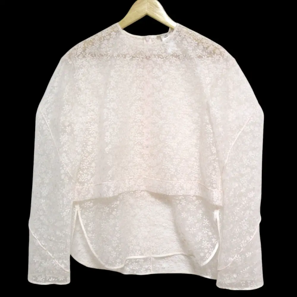 24SS BLAMINK ブラミンク RESORT フラワープリント 長袖 シアーブラウス 7921-230-0249 サイズ38 ライトピンク