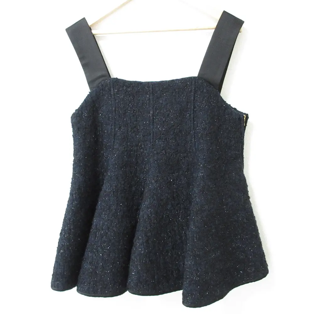 BLAMINK ブラミンク ノースリーブ ストラップ ツイードブラウス 7921-230-0238 36 ブラック